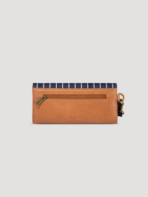Women's Stripe Wristlet Trifold Wallet