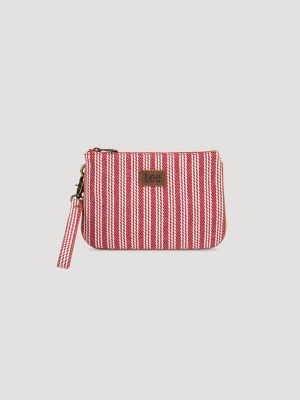Womens Stripe Logo Wristlet Wallet