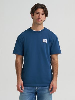 Men's Relaxed Fit Patch Logo Tee in Insignia Blue