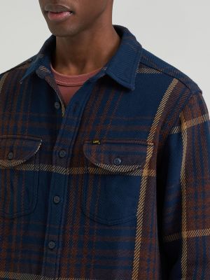 Men's Lee 101&trade; Flannel Workwear Shirt in Navy Plaid