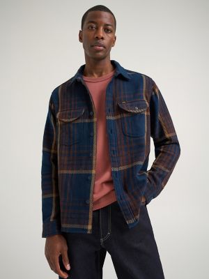 Men's Lee 101&trade; Flannel Workwear Shirt in Navy Plaid