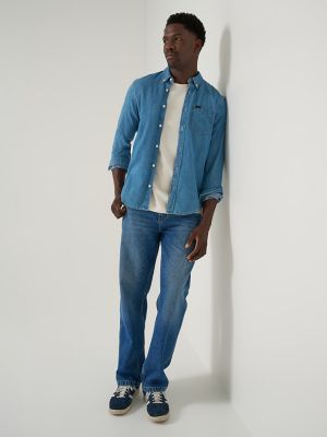 Men's 100% Cotton Loose Straight Carpenter Jean in Northern Sky