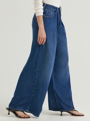 Women's Premium LQD Slouchy Pleated Trouser Jean in Fresh Blanket