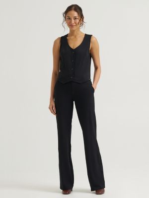 Women's Knit Button Down Vest in Black alternative view 3