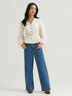 Women's Heritage Slit Hem Loose Straight Jean in Down The Coast