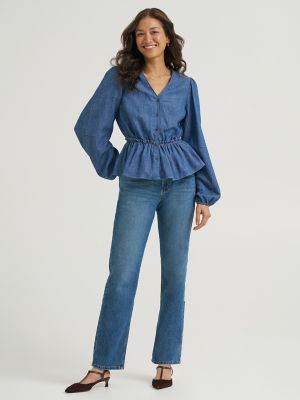 Women's Heritage Pleated Peplum Top in Backtrack