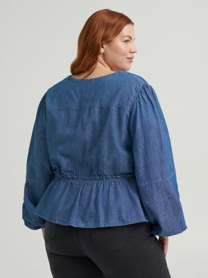 Women's Heritage Pleated Peplum Top (Plus) in Backtrack