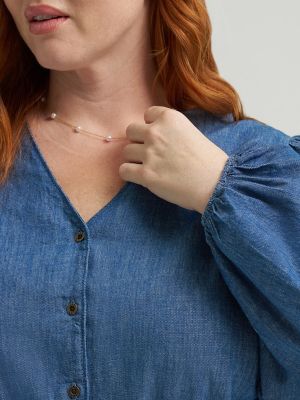 Women's Heritage Pleated Peplum Top (Plus) in Backtrack
