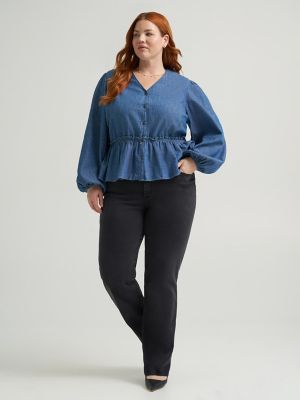 Women's Heritage Pleated Peplum Top (Plus) in Backtrack