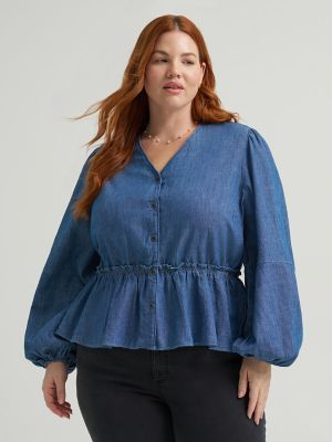 Women's Heritage Pleated Peplum Top (Plus) in Backtrack