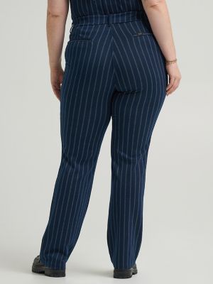 Women's Heritage Straight Leg Knit Pant (Plus) in Rivet Navy Stripe