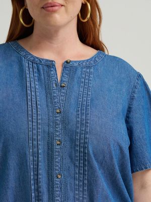 Women's Heritage Pintuck Top (Plus) in Gold Year