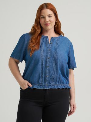 Women's Heritage Pintuck Top (Plus) in Gold Year