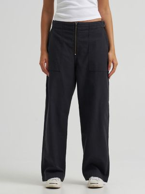 Women's High Rise Loose Utility Pant in Washed Black