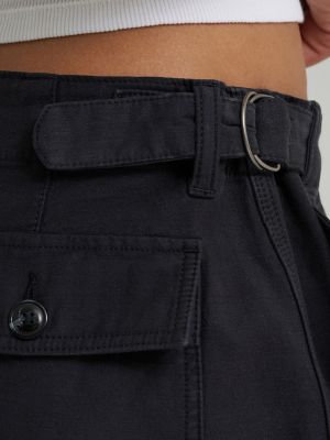 Women's High Rise Loose Utility Pant in Washed Black