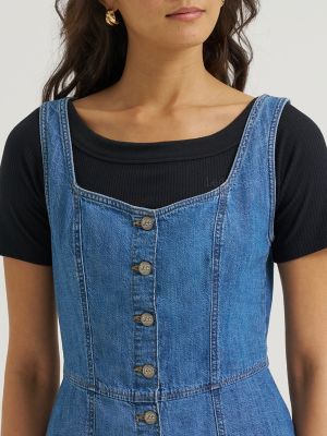 Women's Heritage Seamed Button Front Dress in Prep Rinse alternative view 3