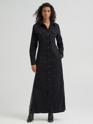 Women' s Western Maxi Dress in Dark Volume
