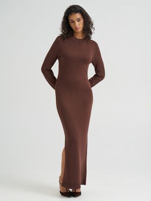Women's Sweater Maxi Dress in Shaved Chocolate