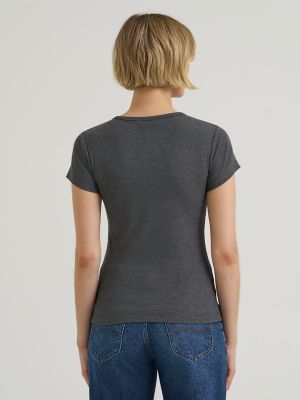 Women's Solid Baby Tee in Charcoal Heather