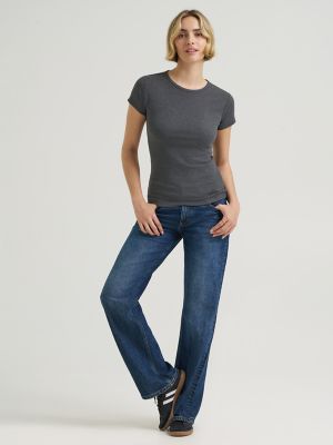 Women's Solid Baby Tee in Charcoal Heather