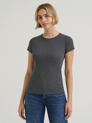 Women's Solid Baby Tee in Charcoal Heather