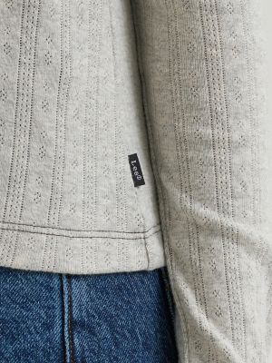 Women's Pointelle Cardigan Sweater in Grey Heather