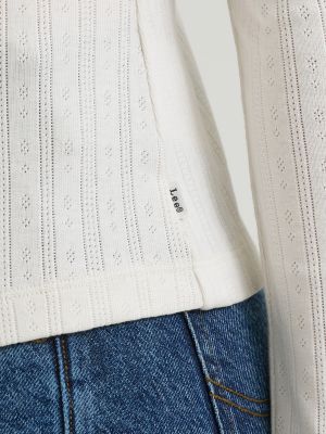 Women's Pointelle Cardigan Sweater in Ecru