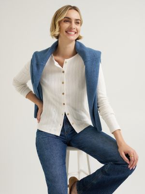 Women's Pointelle Cardigan Sweater in Ecru