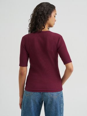Women's Fitted Rib Knit Tee in Fig