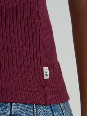 Women's Fitted Rib Knit Tee in Fig