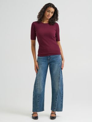 Women's Fitted Rib Knit Tee in Fig