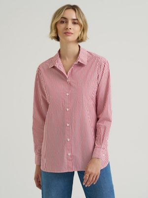 Women's Boyfriend Button Down Shirt in Samba Stripe