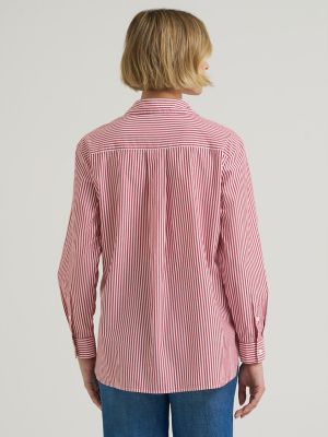 Women's Boyfriend Button Down Shirt in Samba Stripe