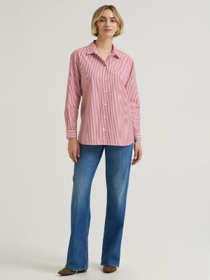Women's Boyfriend Button Down Shirt in Samba Stripe