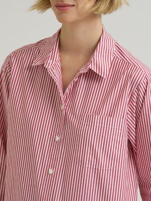 Women's Boyfriend Button Down Shirt in Samba Stripe