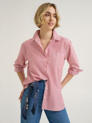 Women's Boyfriend Button Down Shirt in Samba Stripe