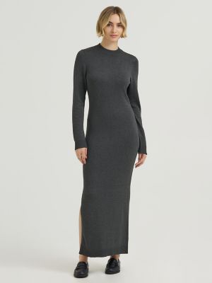 Women's Sweater Maxi Dress in Charcoal Heather