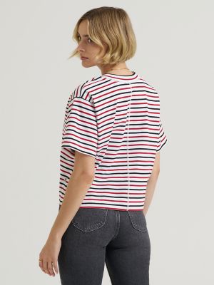 Women's Cropped Boxy Tee in Samba Stripe