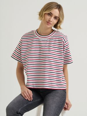 Women's Cropped Boxy Tee in Samba Stripe