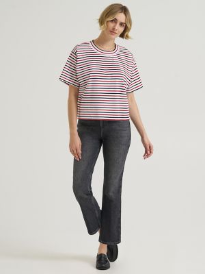 Women's Cropped Boxy Tee in Samba Stripe