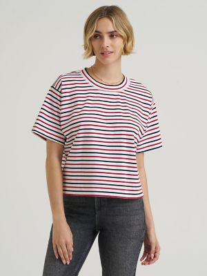 Women's Cropped Boxy Tee in Samba Stripe