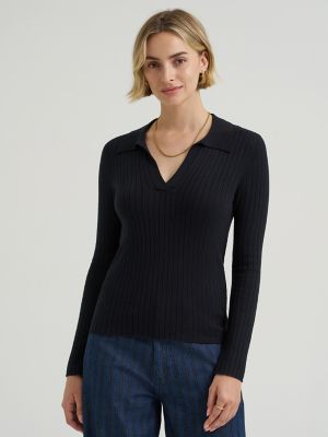 Women's Plaited Polo Sweater