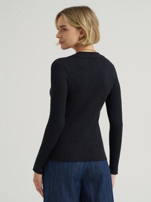 Women's Plaited Polo Sweater
