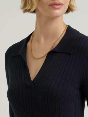 Women's Plaited Polo Sweater