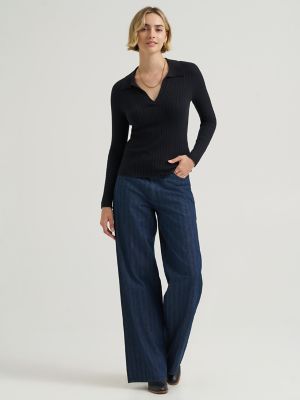 Women's Plaited Polo Sweater