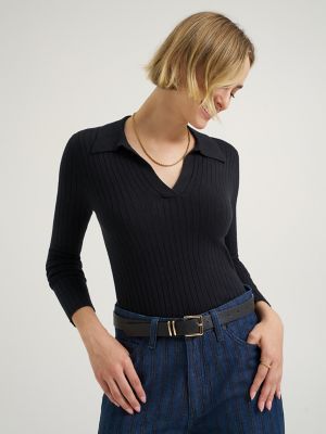 Women's Plaited Polo Sweater