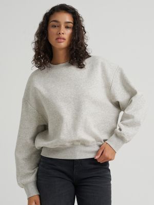 Women's Solid Crew Neck Sweatshirt in Grey Heather