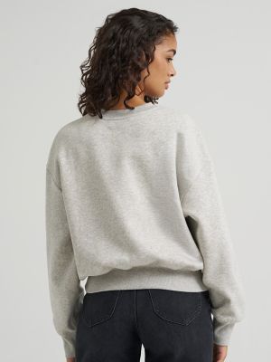 Women's Solid Crew Neck Sweatshirt in Grey Heather