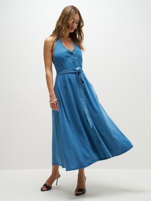 Women's Lee&reg; x Marilyn Monroe Chambray Halter Dress in Glacier Wash