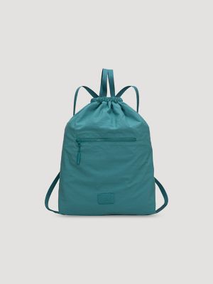 Womens Lightweight Drawstring Backpack:Turquoise:One Size main view